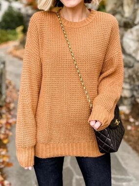 American Eagle Outfitters orange rust super soft crewneck light knit sweater